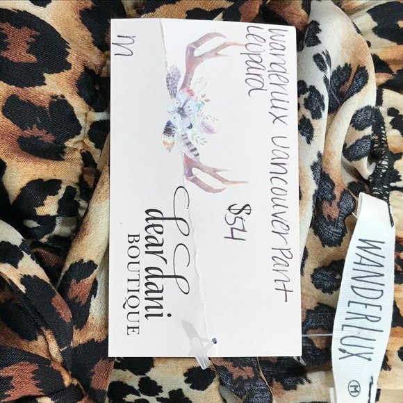 NEW With Tags WANDERLUX Vancouver Belted Leopard Wide Leg Pants Size M - Picture 8 of 9